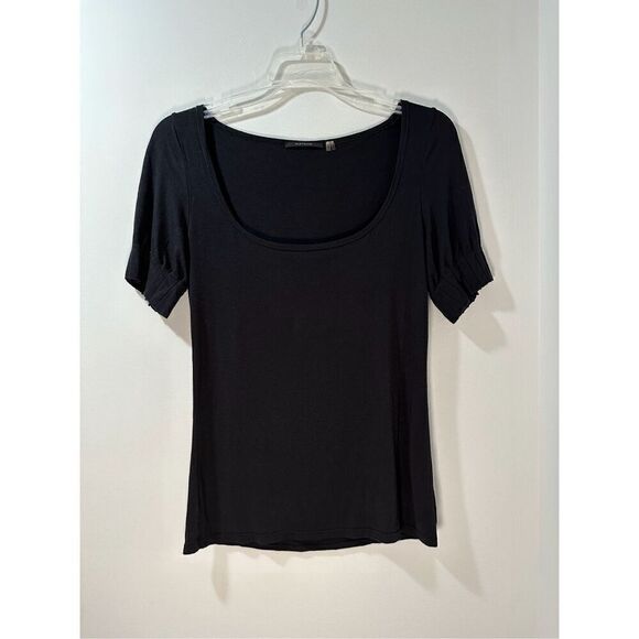 Ellie Tahari women’s scoop neck black short sleeve top size Small #43-1621 - Picture 1 of 3